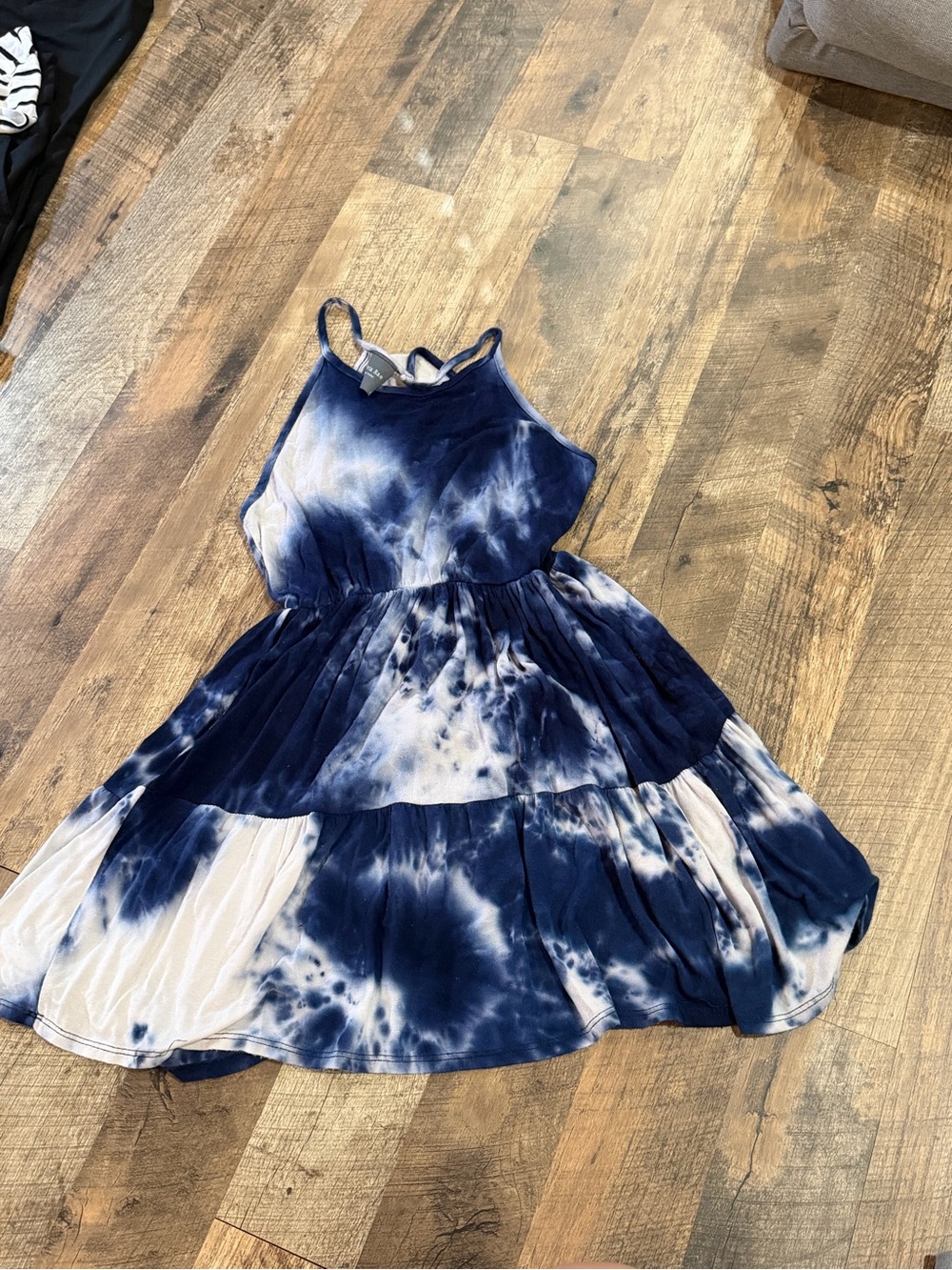Olivia Rae Navy & White Tie-Dye Tiered Sundress